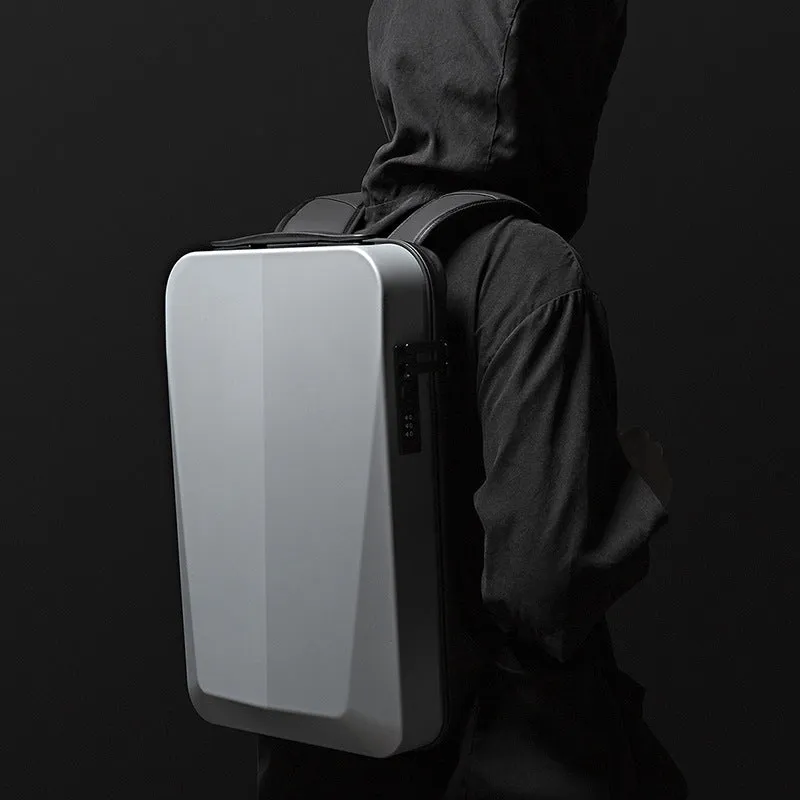 Hard Shell Backpack with Lock Anti-theft 15.6inch Waterproof Backpack Carbon Fiber USB Charging