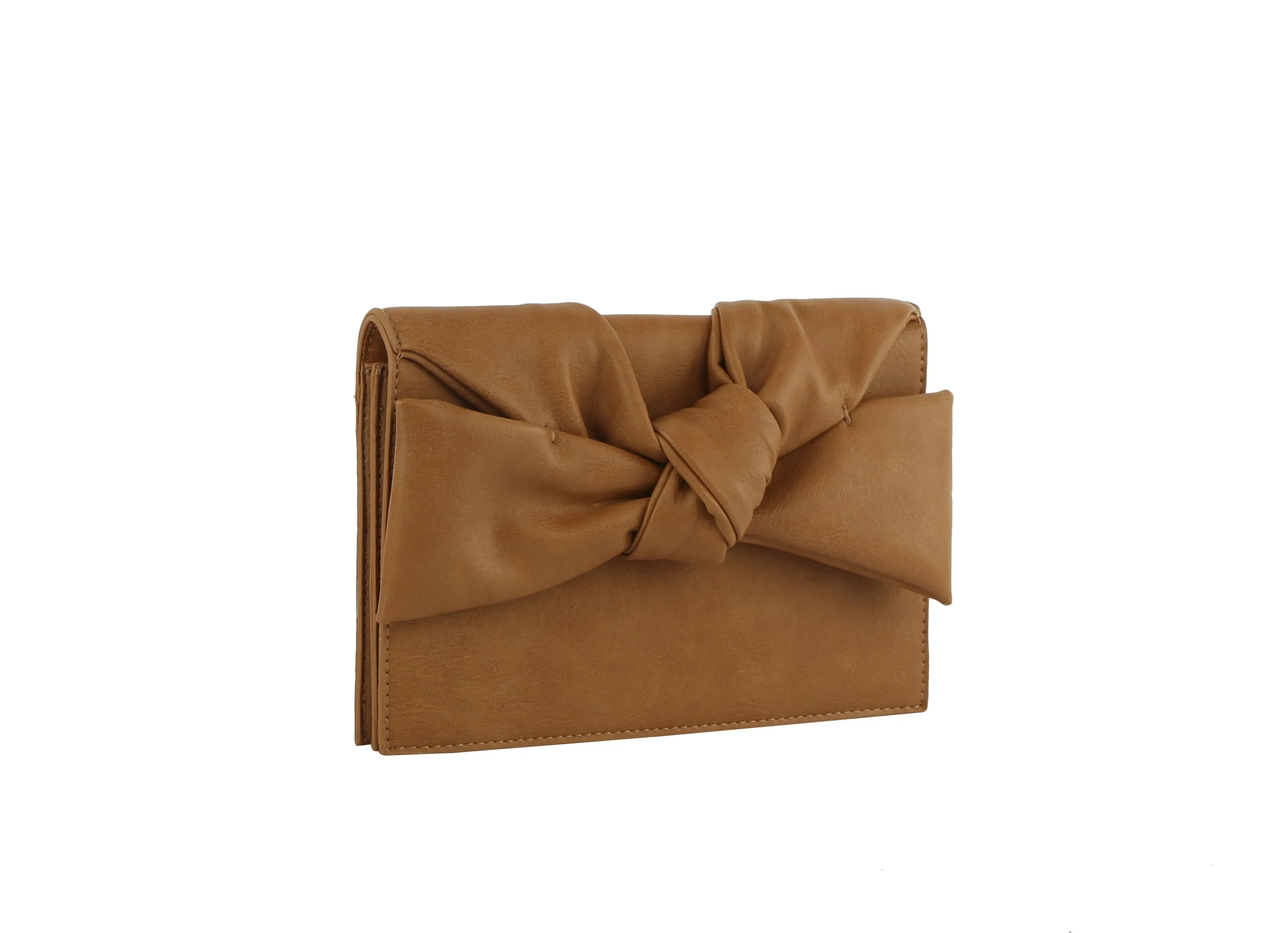 HF Evening Clutch Messenger Style With Cute Bow Tie Purse Vegan PU Leather Crossbody Shoulder Bag CL-0170