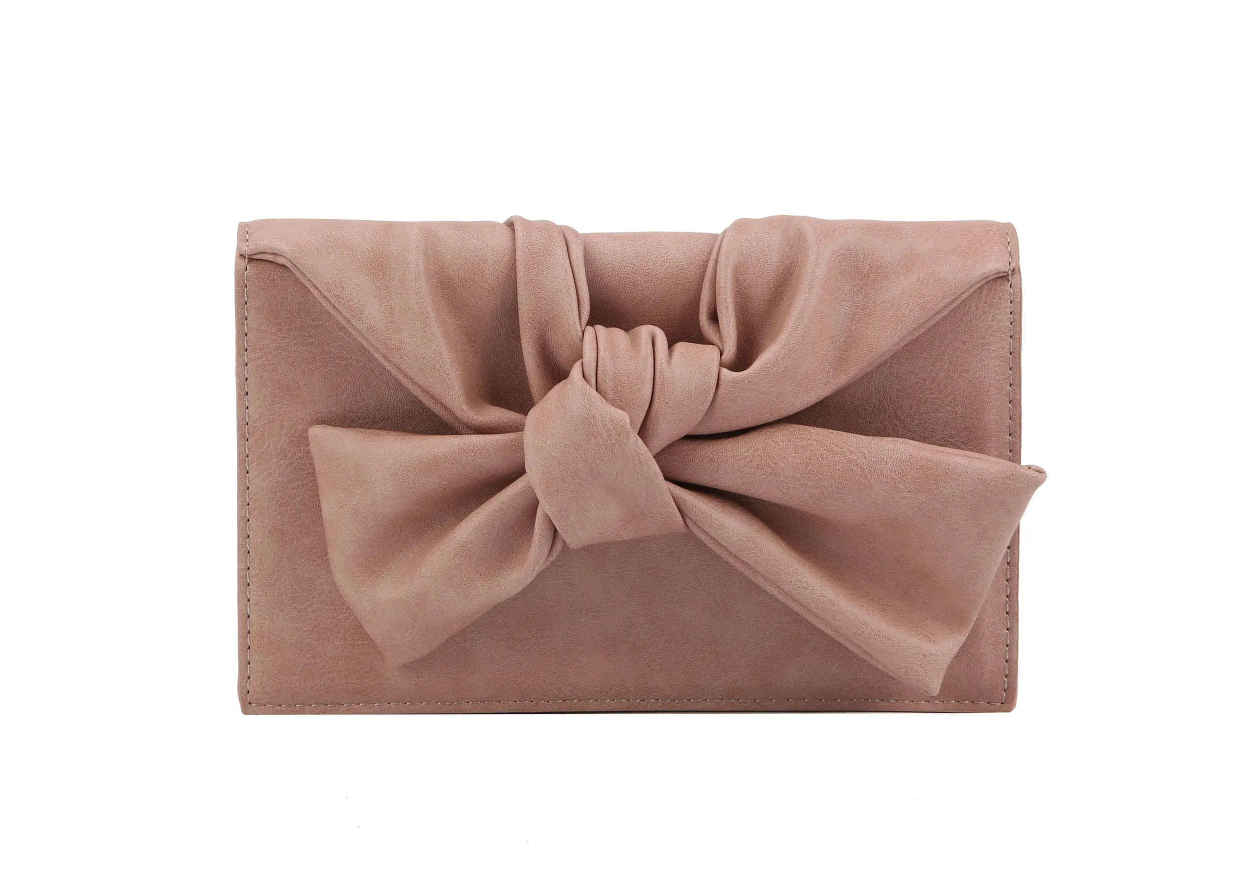 HF Evening Clutch Messenger Style With Cute Bow Tie Purse Vegan PU Leather Crossbody Shoulder Bag CL-0170