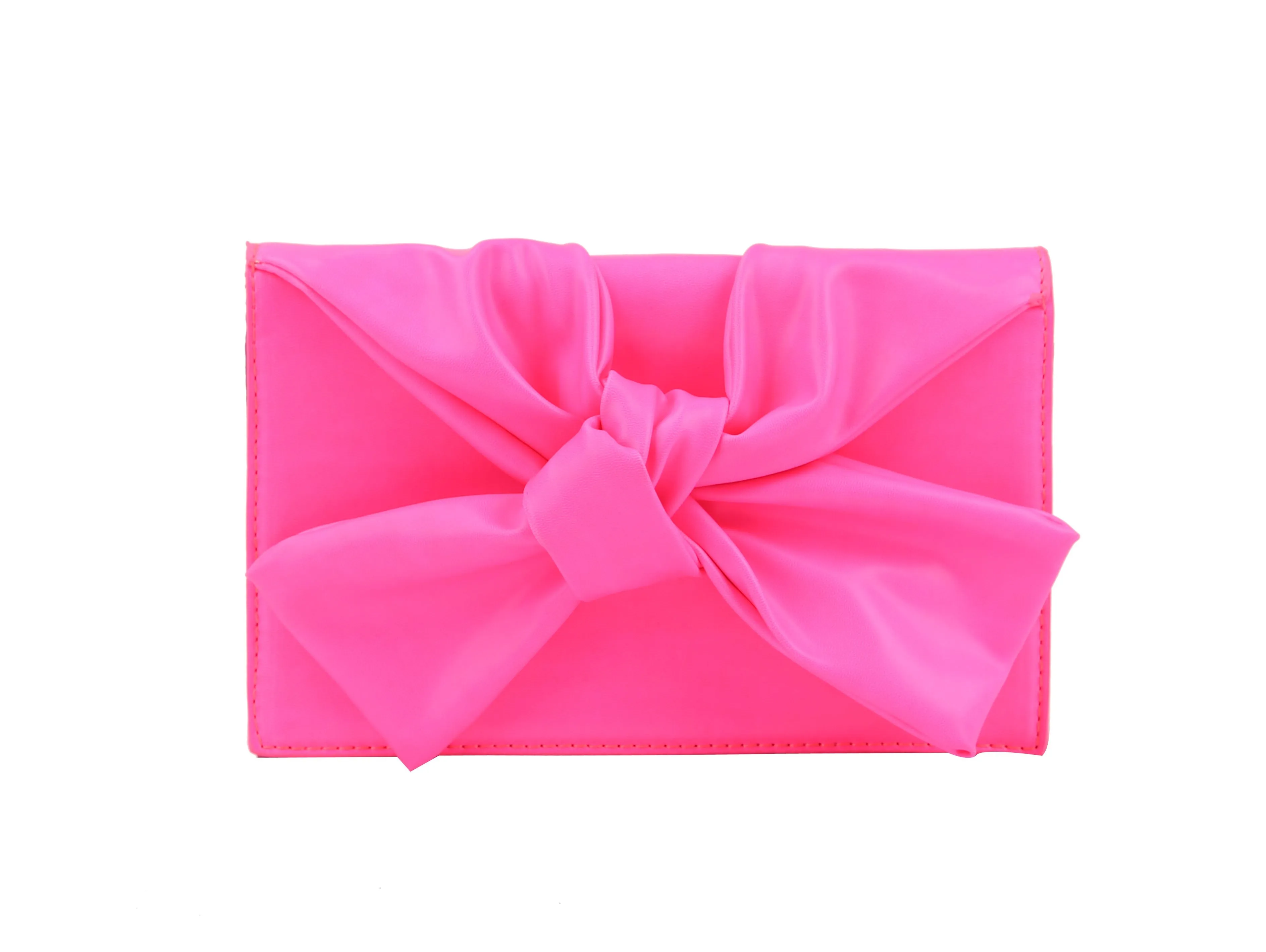 HF Evening Clutch Messenger Style With Cute Bow Tie Purse Vegan PU Leather Crossbody Shoulder Bag CL-0170