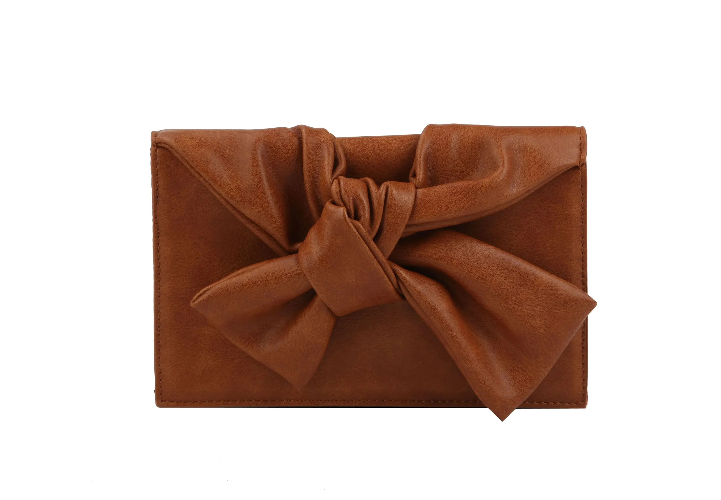 HF Evening Clutch Messenger Style With Cute Bow Tie Purse Vegan PU Leather Crossbody Shoulder Bag CL-0170