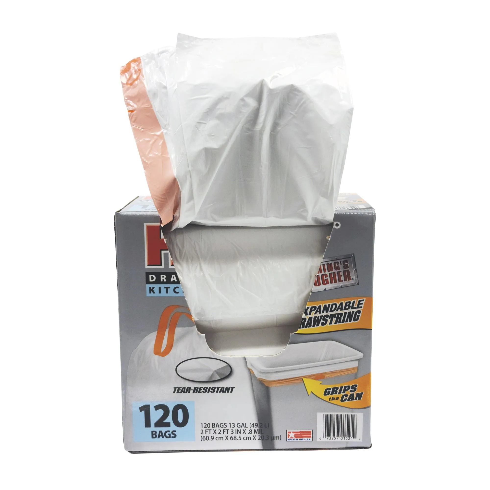 Husky Tall Kitchen Trash Bags, 13 Gallon, 120 Bags (Expandable Drawstring)
