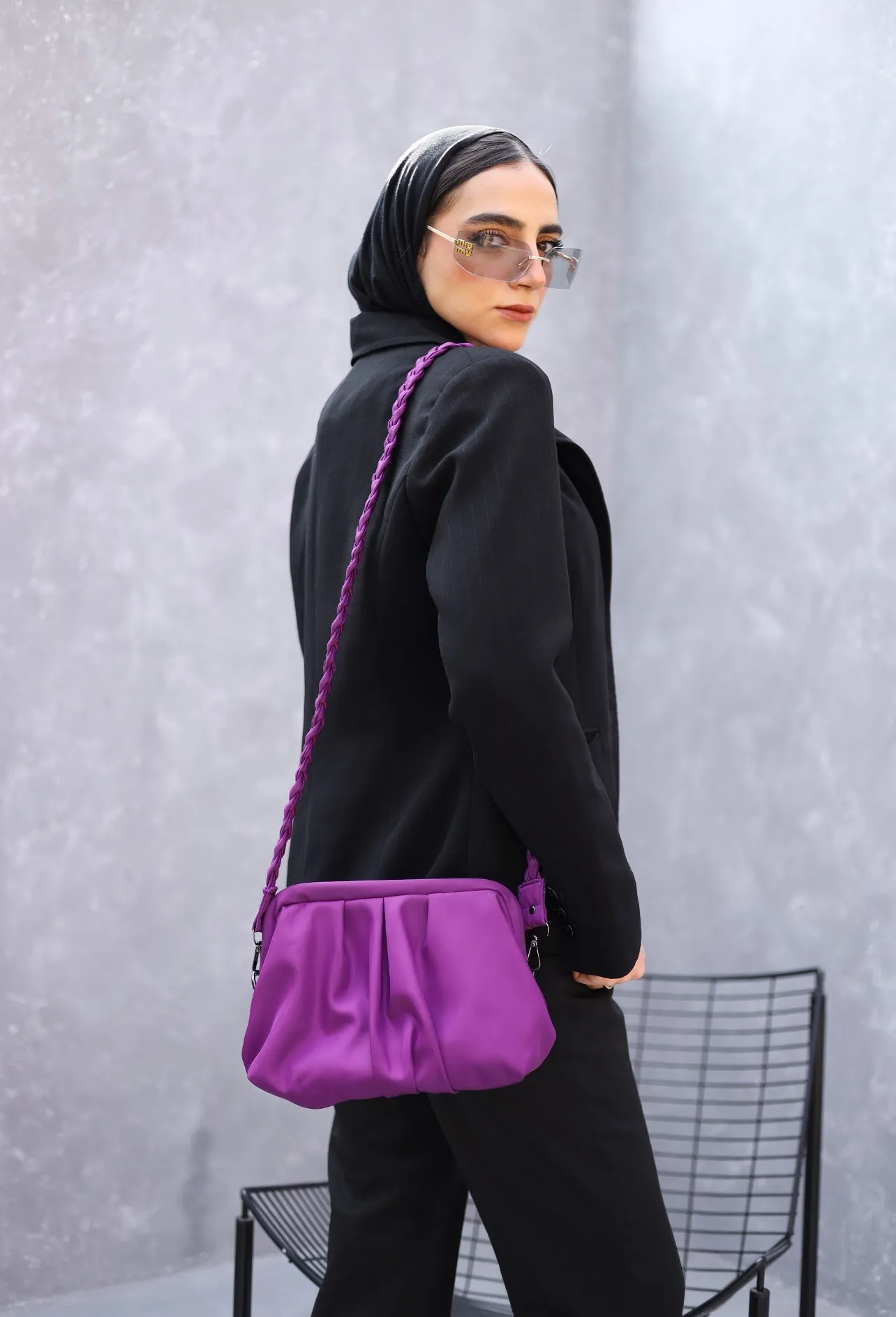 Indigo purple frameless bag