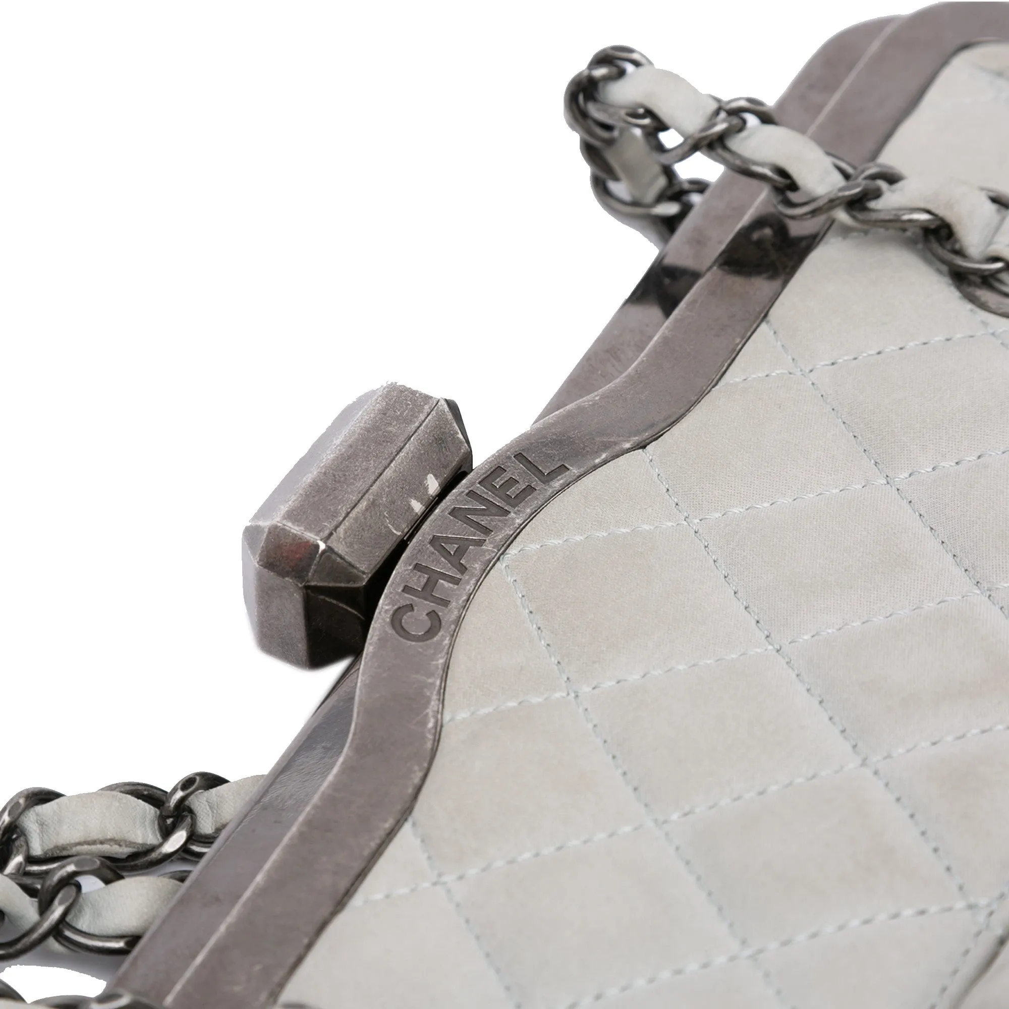 Iridescent Quilted Calfskin Chic Frame Satchel