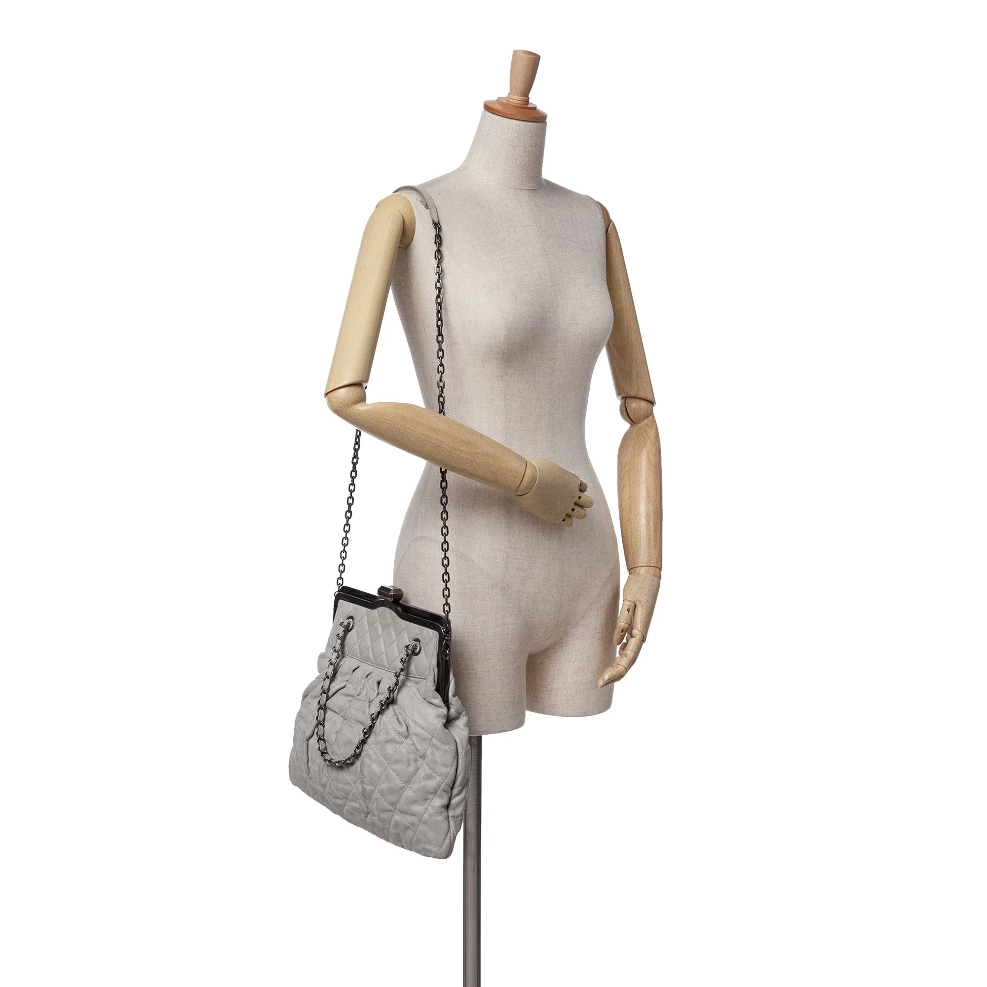 Iridescent Quilted Calfskin Chic Frame Satchel