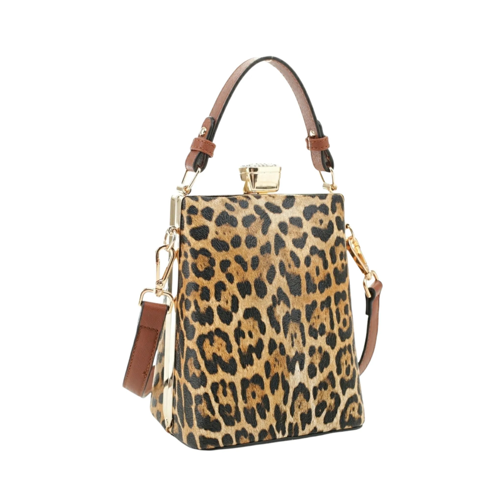 Isabelle Leopard Print Crossbody Satchel