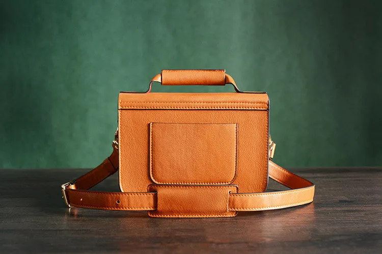 Italian Vegetable Tanned Leather Messenger Bag, Crossbody Shoulder Bag, Satchel Bag D002