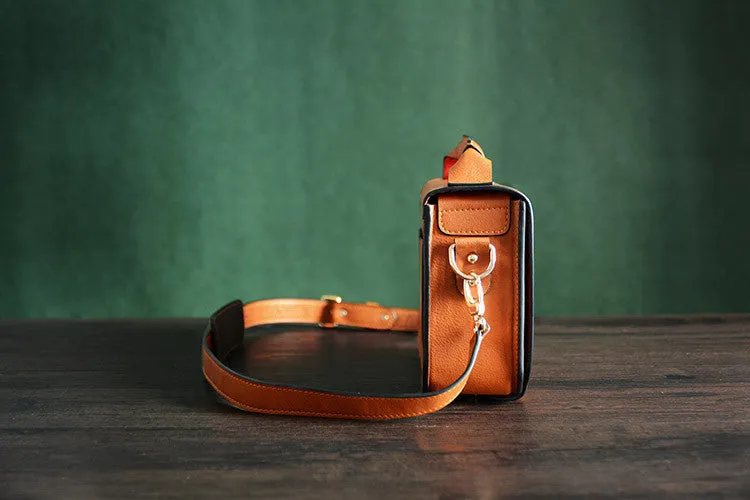 Italian Vegetable Tanned Leather Messenger Bag, Crossbody Shoulder Bag, Satchel Bag D002