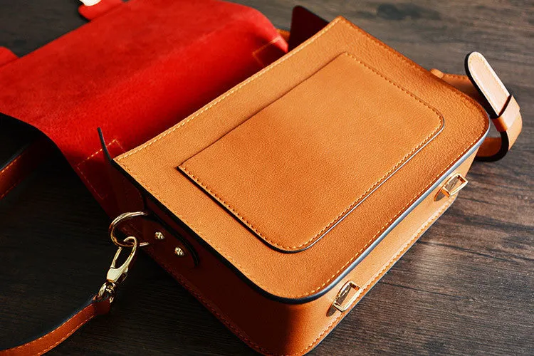 Italian Vegetable Tanned Leather Messenger Bag, Crossbody Shoulder Bag, Satchel Bag D002