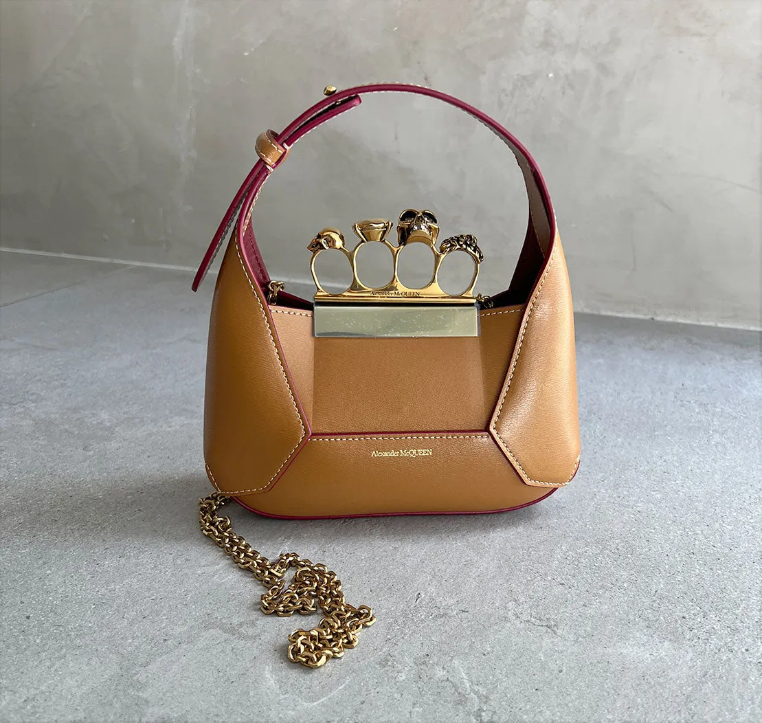 Jewelled Hobo Mini Bag, Tan/Gold