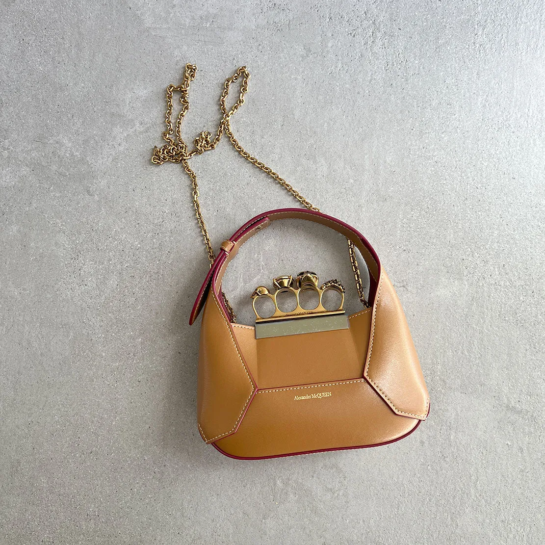 Jewelled Hobo Mini Bag, Tan/Gold