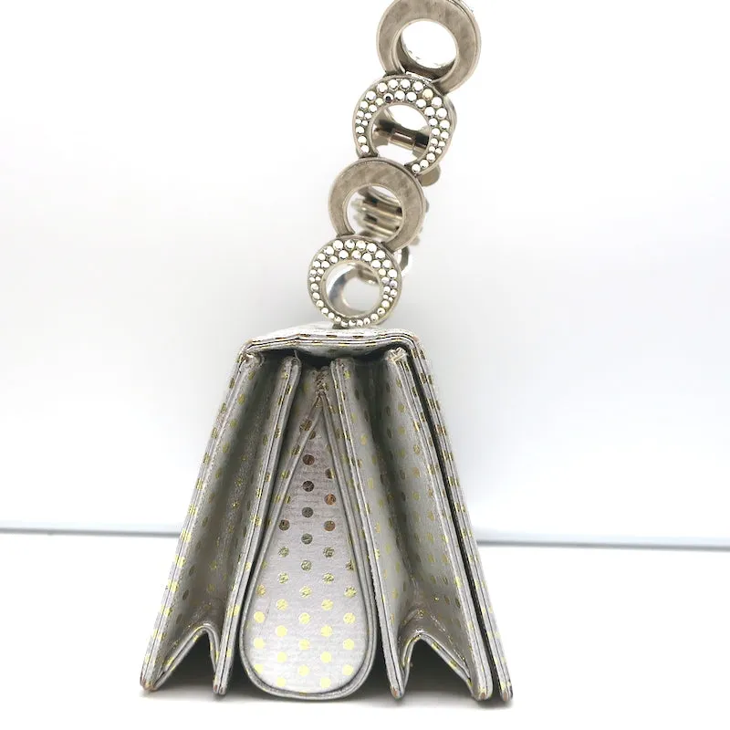 Judith Leiber Mini Evening Bag Silver & Gold Metallic Polka Dot Leather