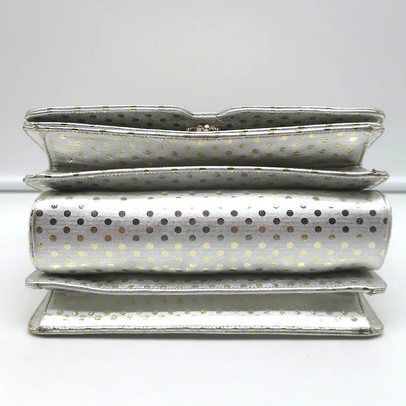 Judith Leiber Mini Evening Bag Silver & Gold Metallic Polka Dot Leather