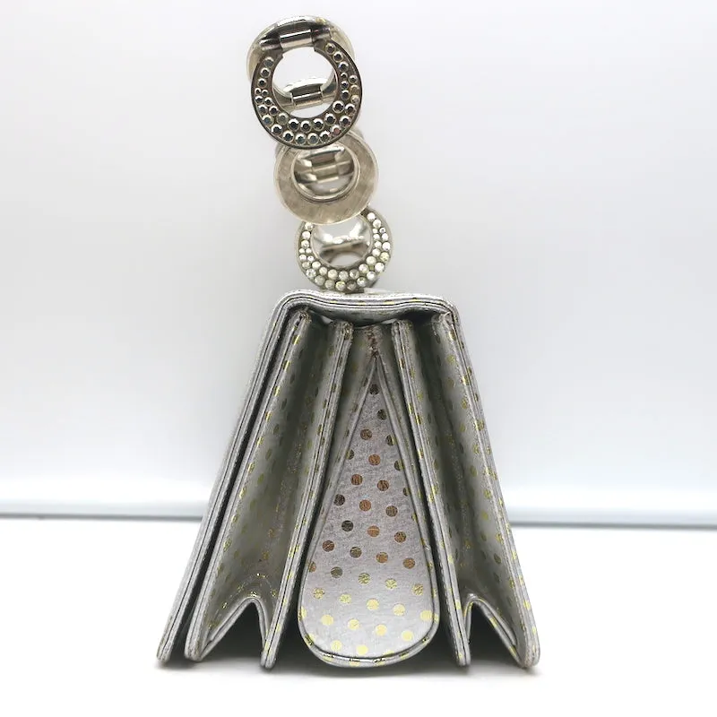 Judith Leiber Mini Evening Bag Silver & Gold Metallic Polka Dot Leather