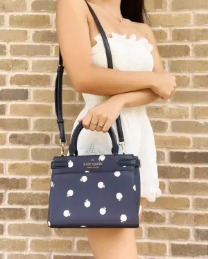 Kate Spade Staci Small Leather Satchel Crossbody Orchard Toss Blazer Blue Multi