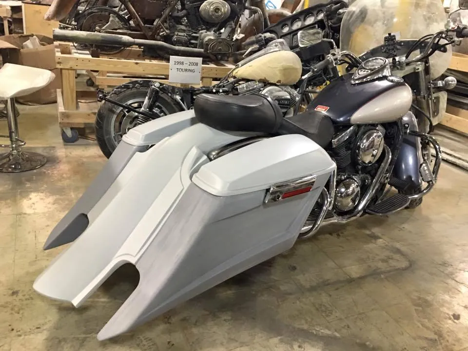 Kawasaki Nomad Vulcan 1500 6" Extended Stretched BOLT ON Trendsetter Bags   Rear Fender Dual Cut Out
