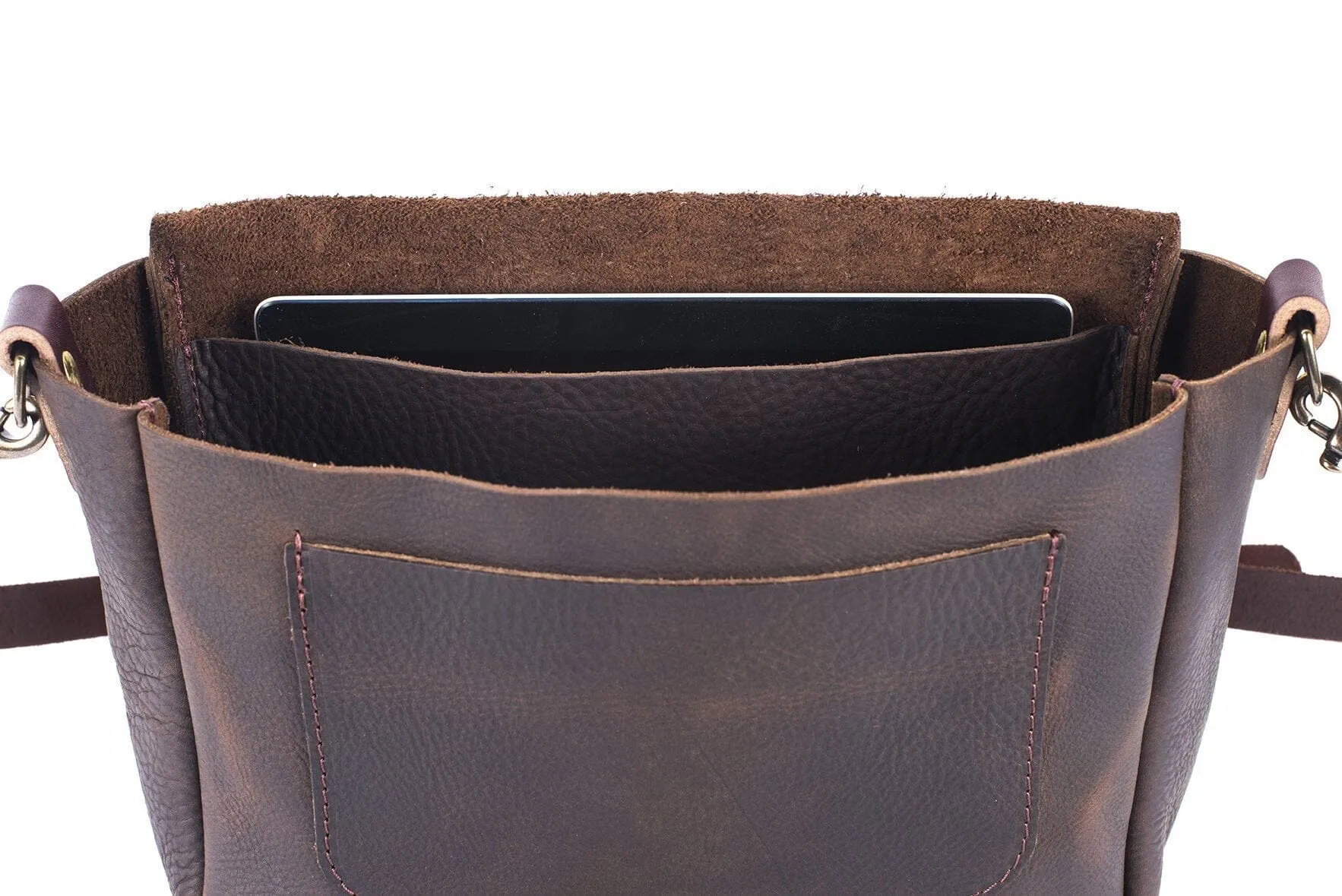 KINDLE LEATHER SATCHEL - MERLOT
