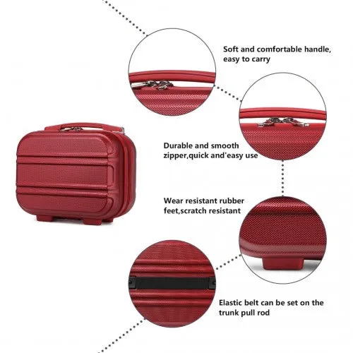 Kono 12 Inch Lightweight Hard Shell Abs Vanity Case - Burgundy