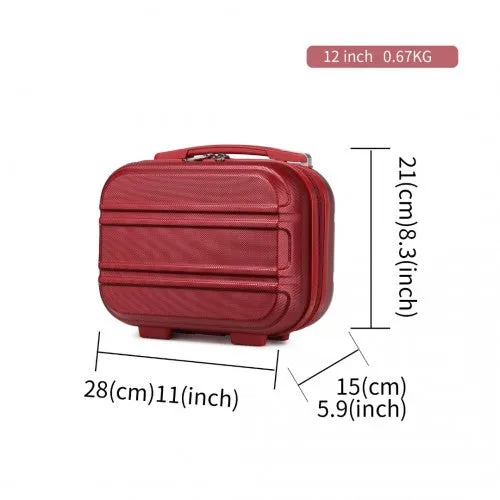 Kono 12 Inch Lightweight Hard Shell Abs Vanity Case - Burgundy