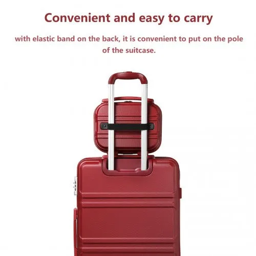 Kono 12 Inch Lightweight Hard Shell Abs Vanity Case - Burgundy