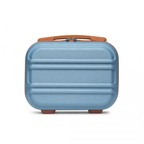 Kono 12 Inch Lightweight Hard Shell Abs Vanity Case - Grayish Blue And Brown