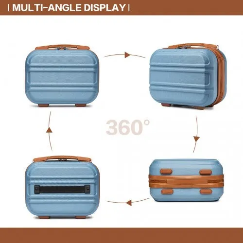 Kono 12 Inch Lightweight Hard Shell Abs Vanity Case - Grayish Blue And Brown