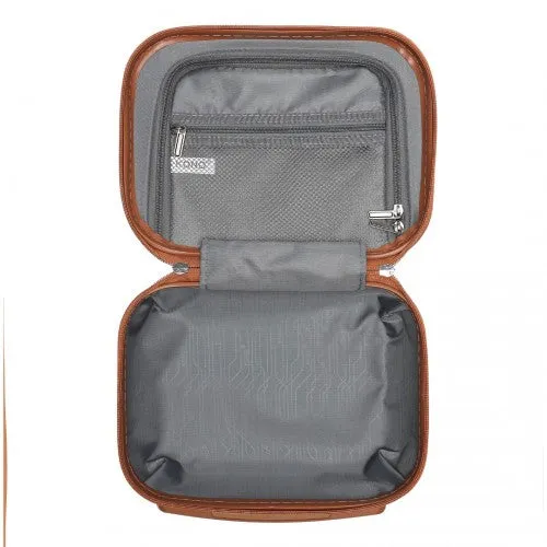 Kono 12 Inch Lightweight Hard Shell Abs Vanity Case - Grayish Blue And Brown