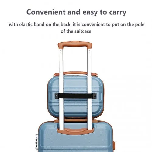 Kono 12 Inch Lightweight Hard Shell Abs Vanity Case - Grayish Blue And Brown