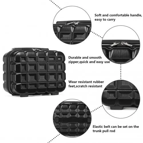 Kono 13 Inch Lightweight Hard Shell ABS Vanity Case - Black