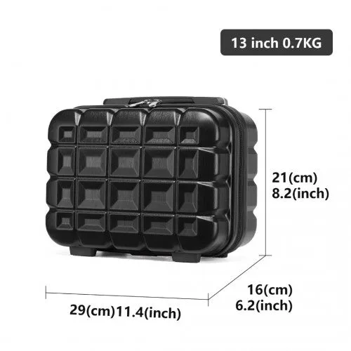 Kono 13 Inch Lightweight Hard Shell ABS Vanity Case - Black
