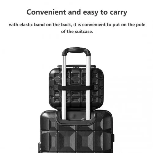 Kono 13 Inch Lightweight Hard Shell ABS Vanity Case - Black