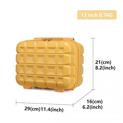 Kono 13 Inch Lightweight Hard Shell ABS Vanity Case - Yellow