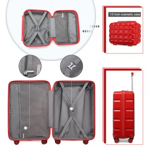 Kono 13/20 Inch Lightweight Hard Shell Abs Cabin Suitcase With TSA Lock And Vanity Case - Red