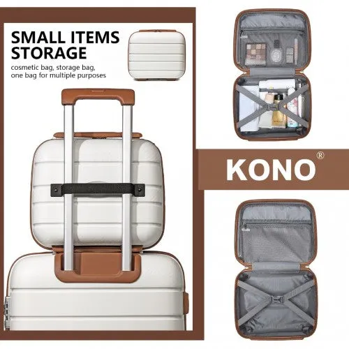 Kono 14 Inch Multi Texture Hard Shell PP Vanity Case - Cream