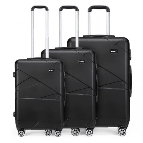Kono 20-24-28” Bandage Effect Hard Shell Suitcase - Black