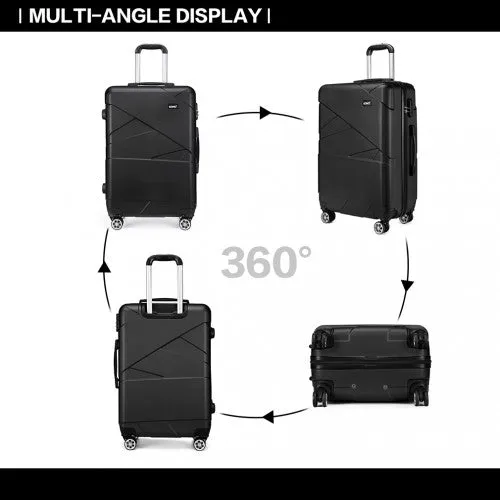 Kono 20-24-28” Bandage Effect Hard Shell Suitcase - Black