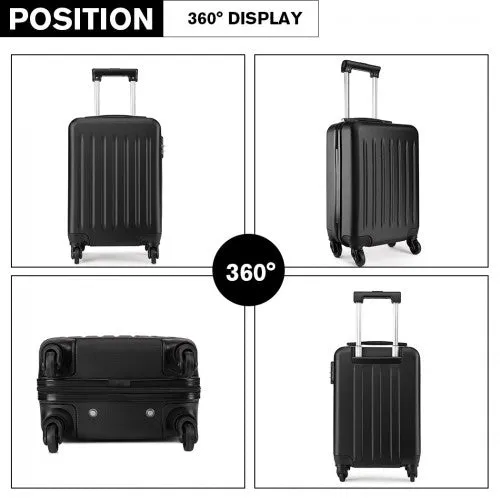 Kono 20 Inch Abs Hard Shell Luggage 4 Wheel Spinner Suitcase - Black