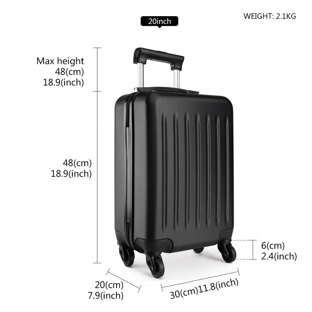 Kono 20 Inch Abs Hard Shell Luggage 4 Wheel Spinner Suitcase - Black