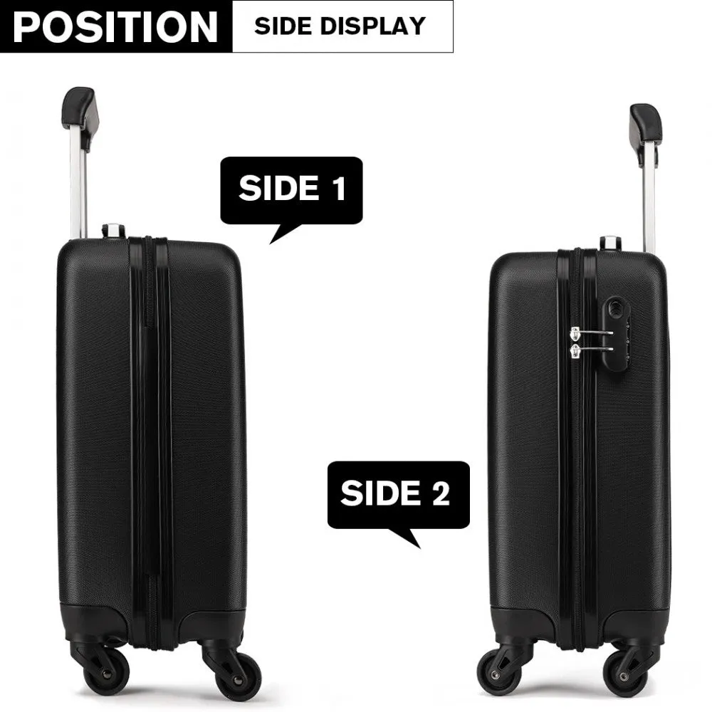 Kono 20 Inch Abs Hard Shell Luggage 4 Wheel Spinner Suitcase - Black