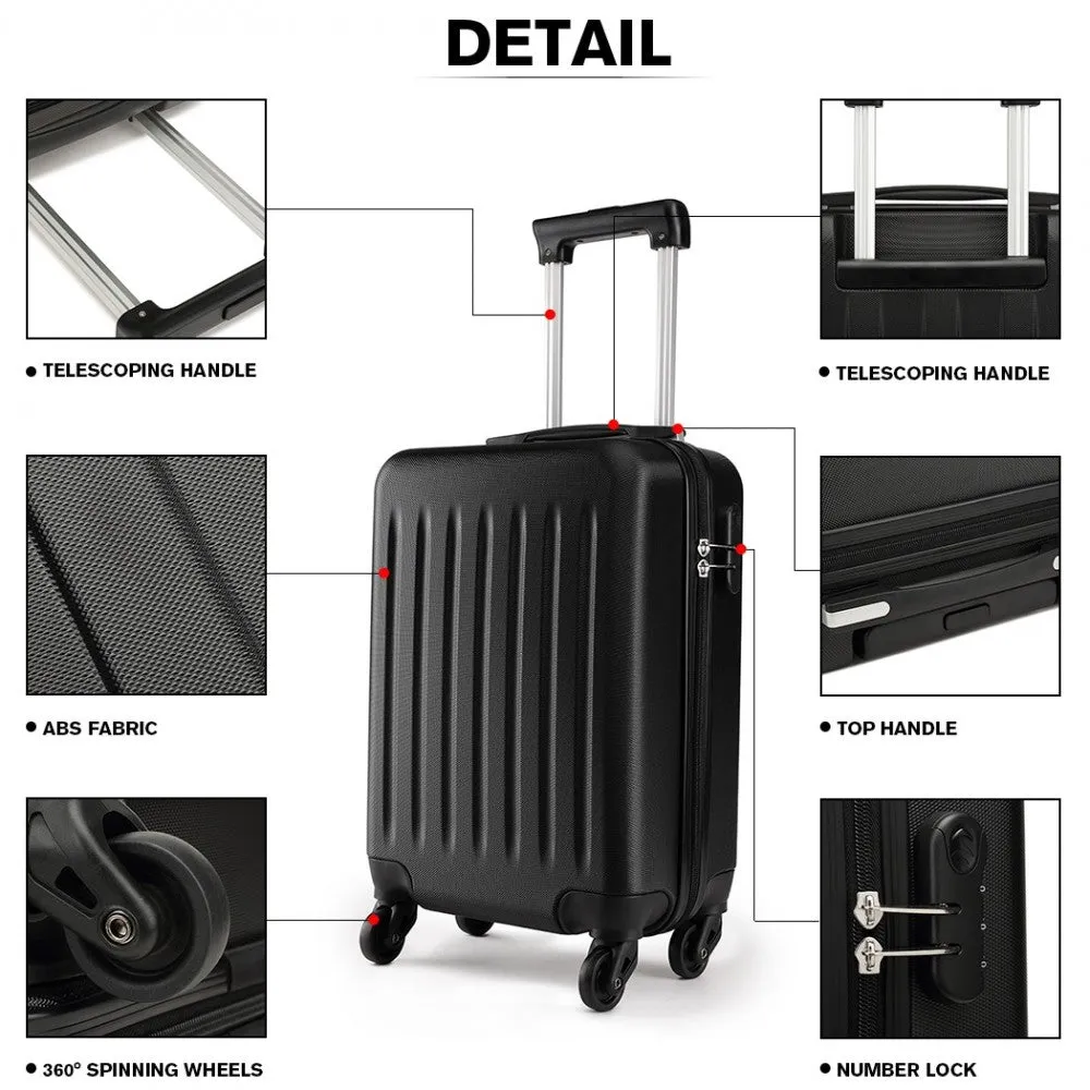 Kono 20 Inch Abs Hard Shell Luggage 4 Wheel Spinner Suitcase - Black
