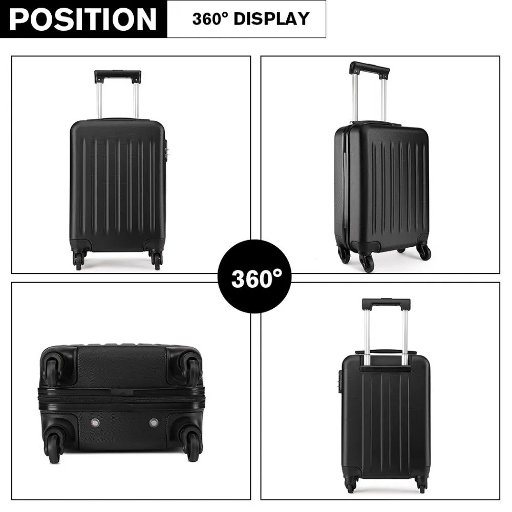 Kono 20 Inch Abs Hard Shell Luggage 4 Wheel Spinner Suitcase - Black