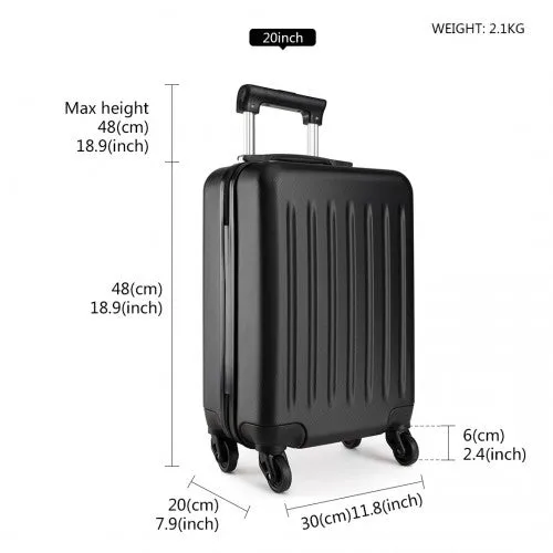 Kono 20 Inch Abs Hard Shell Luggage 4 Wheel Spinner Suitcase - Black