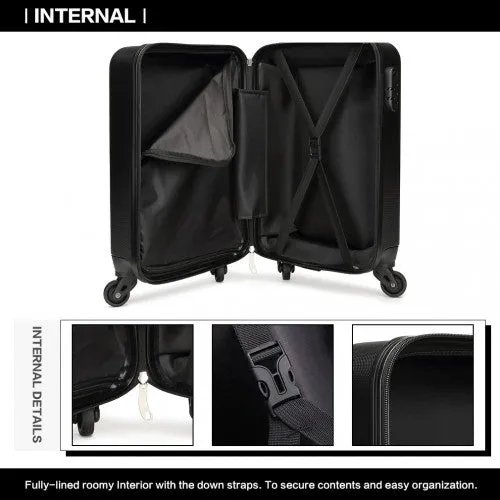 Kono 20 Inch Abs Hard Shell Luggage 4 Wheel Spinner Suitcase - Black