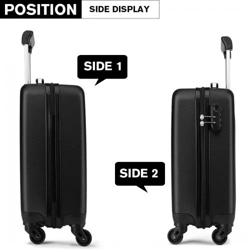 Kono 20 Inch Abs Hard Shell Luggage 4 Wheel Spinner Suitcase - Black