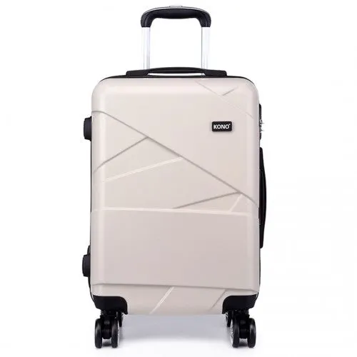 Kono 20 Inch Bandage Effect Hard Shell Suitcase - Beige
