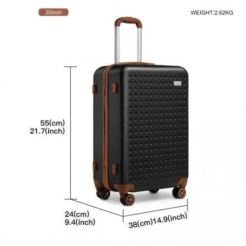 Kono 20 Inch Cabin Size Flexible Hard Shell Abs Suitcase With TSA Lock - Black