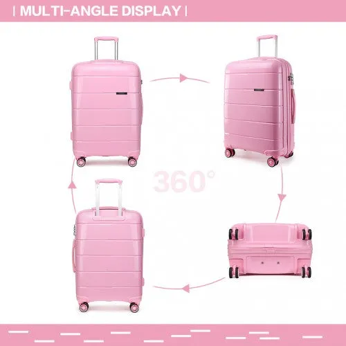 Kono 20 Inch Cabin Size Hard Shell PP Suitcase - Pink