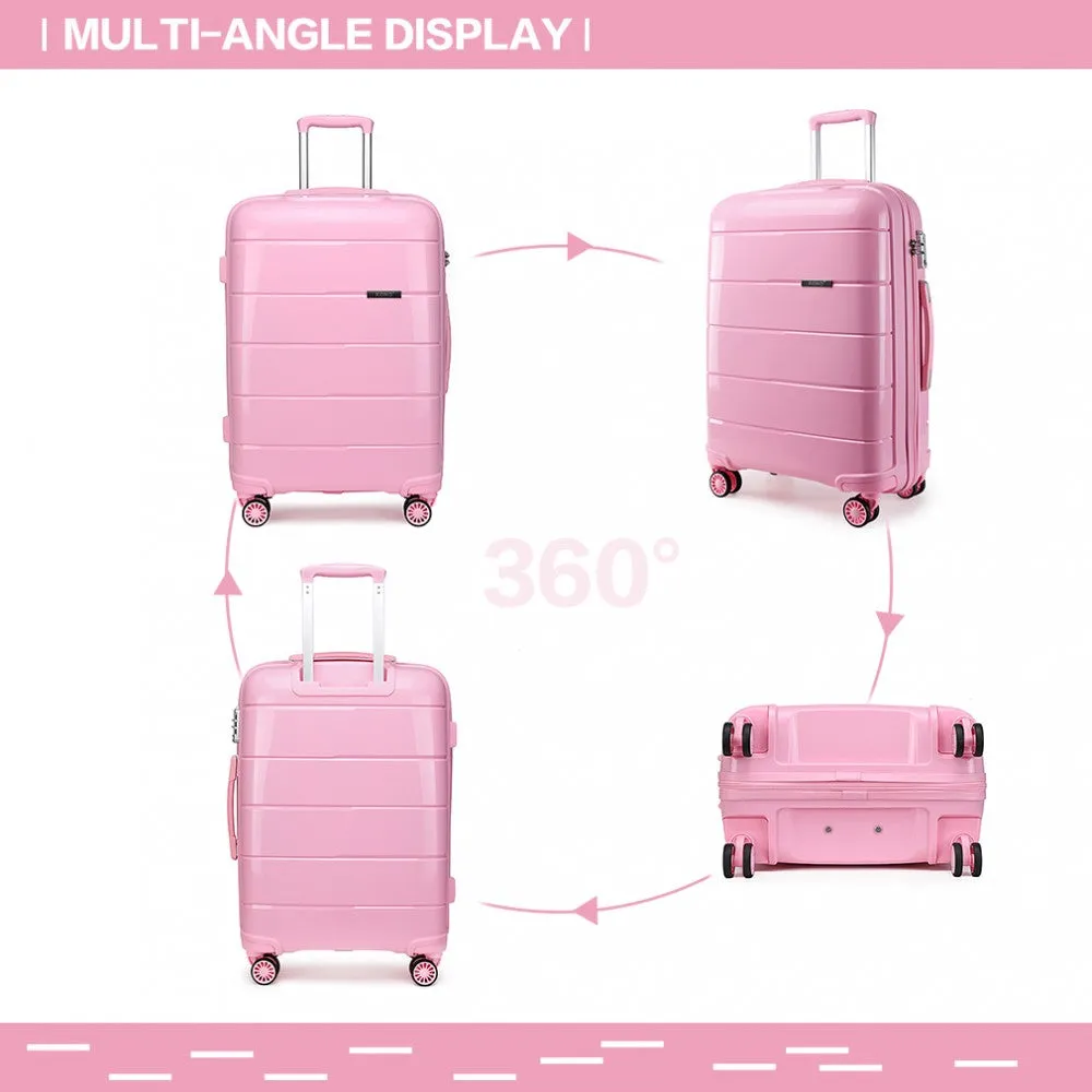 Kono 20 Inch Cabin Size Hard Shell PP Suitcase - Pink