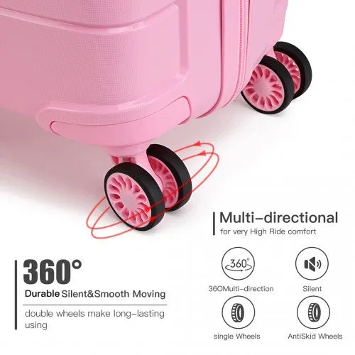 Kono 20 Inch Cabin Size Hard Shell PP Suitcase - Pink