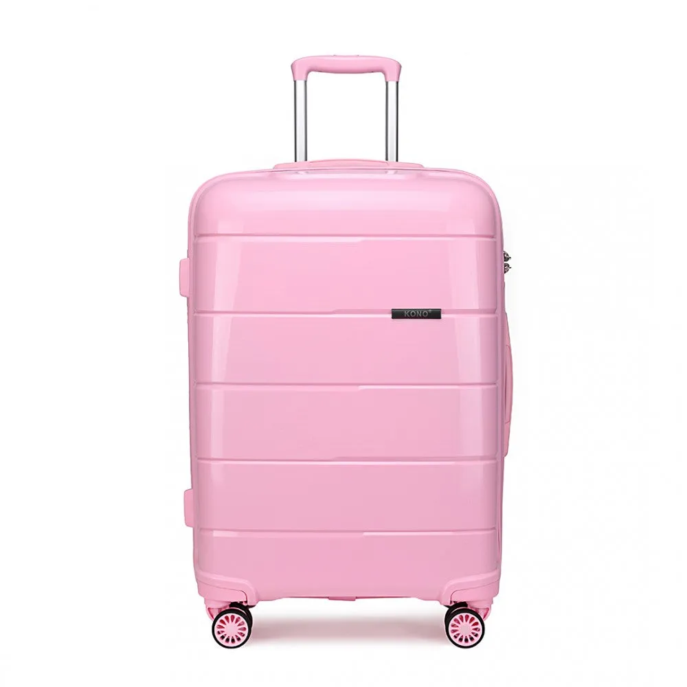 Kono 20 Inch Cabin Size Hard Shell PP Suitcase - Pink
